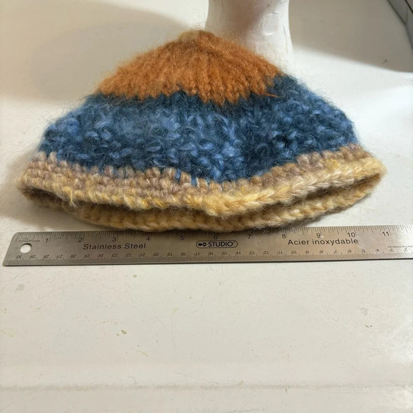 Vintage hand-knit winter ski snowboard fuzzy warm wool toque hat beanie - Picture 8 of 8